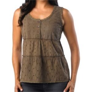 NWT Prana Kendall Eyelet Tank Top khaki size extra small